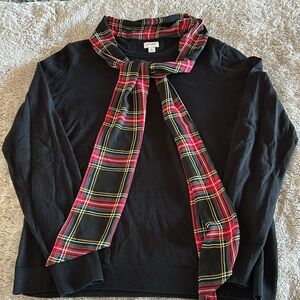 J.Crew light weight holiday sweater with bow tie